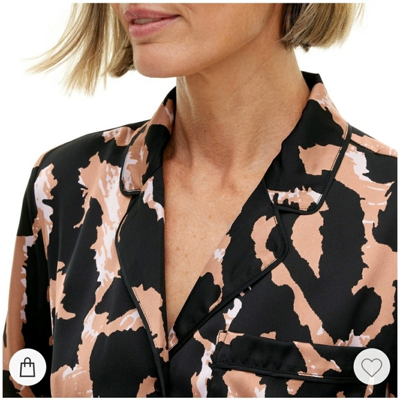 DVF for Target 2pc Long Sleeve Notch Collar Top & Shorts Leopard Pajamas… - Picture 3 of 14
